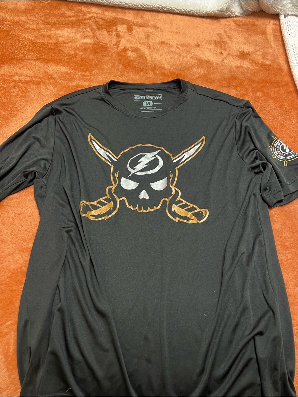 Men's Black Performance Tee with Lightning Skull Graphic